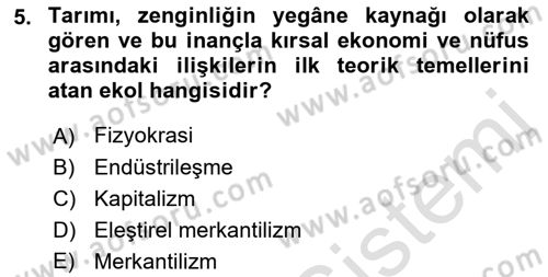 Nüfus Ve Toplum Dersi 2022 - 2023 Yılı Yaz Okulu Sınav Soruları 5. Soru