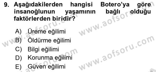 Nüfus Ve Toplum Dersi 2023 - 2024 Yılı (Vize) Ara Sınav Soruları 9. Soru
