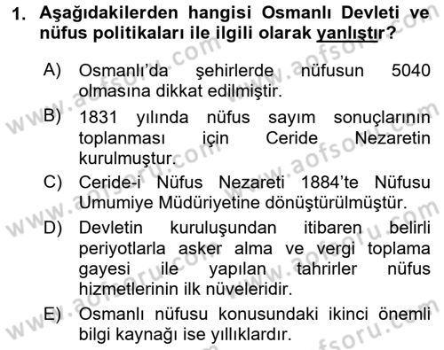 Nüfus Ve Toplum Dersi 2023 - 2024 Yılı (Final) Dönem Sonu Sınav Soruları 1. Soru