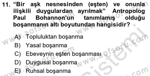 Nüfus Ve Toplum Dersi 2023 - 2024 Yılı (Final) Dönem Sonu Sınav Soruları 11. Soru
