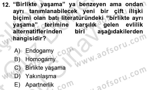 Nüfus Ve Toplum Dersi 2023 - 2024 Yılı (Final) Dönem Sonu Sınav Soruları 12. Soru