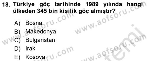 Nüfus Ve Toplum Dersi 2023 - 2024 Yılı (Final) Dönem Sonu Sınav Soruları 18. Soru