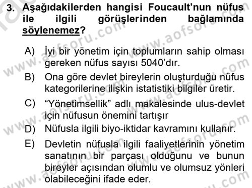 Nüfus Ve Toplum Dersi 2023 - 2024 Yılı (Final) Dönem Sonu Sınav Soruları 3. Soru