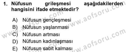 Nüfus Ve Toplum Dersi 2023 - 2024 Yılı Yaz Okulu Sınav Soruları 1. Soru