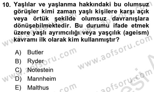 Nüfus Ve Toplum Dersi 2023 - 2024 Yılı Yaz Okulu Sınav Soruları 10. Soru
