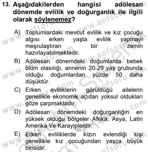 Nüfus Ve Toplum Dersi 2023 - 2024 Yılı Yaz Okulu Sınav Soruları 13. Soru