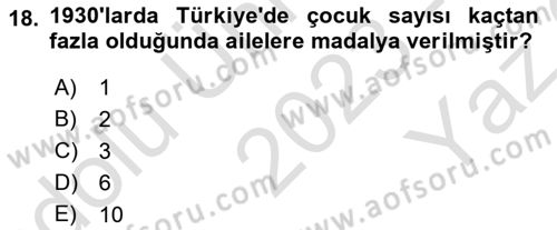 Nüfus Ve Toplum Dersi 2023 - 2024 Yılı Yaz Okulu Sınav Soruları 18. Soru