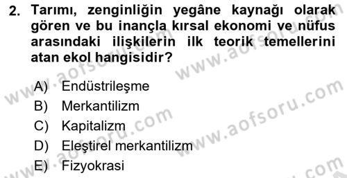 Nüfus Ve Toplum Dersi 2023 - 2024 Yılı Yaz Okulu Sınav Soruları 2. Soru