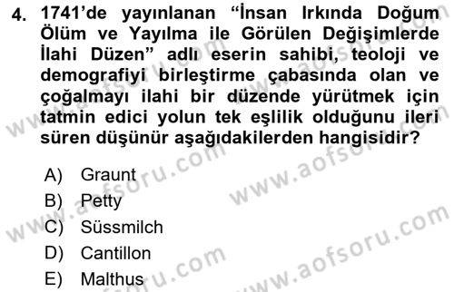 Nüfus Ve Toplum Dersi 2023 - 2024 Yılı Yaz Okulu Sınav Soruları 4. Soru