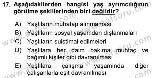 Nüfus Ve Toplum Dersi 2024 - 2025 Yılı (Vize) Ara Sınav Soruları 17. Soru
