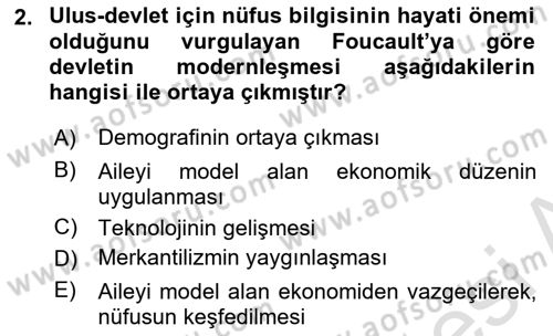 Nüfus Ve Toplum Dersi 2024 - 2025 Yılı (Vize) Ara Sınav Soruları 2. Soru