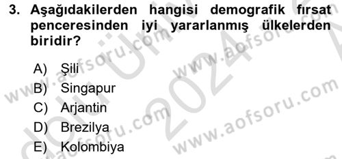 Nüfus Ve Toplum Dersi 2024 - 2025 Yılı (Vize) Ara Sınav Soruları 3. Soru