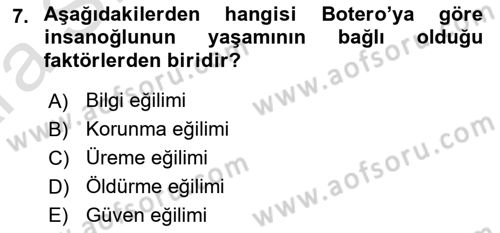 Nüfus Ve Toplum Dersi 2024 - 2025 Yılı (Vize) Ara Sınav Soruları 7. Soru