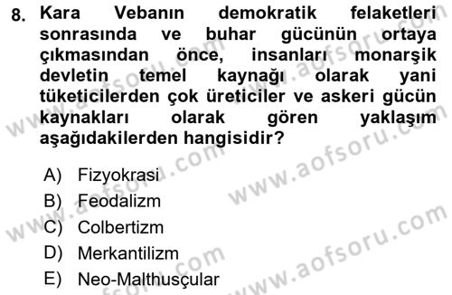 Nüfus Ve Toplum Dersi 2024 - 2025 Yılı (Vize) Ara Sınav Soruları 8. Soru