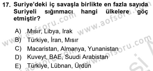 Nüfus Ve Toplum Dersi 2024 - 2025 Yılı (Final) Dönem Sonu Sınav Soruları 17. Soru