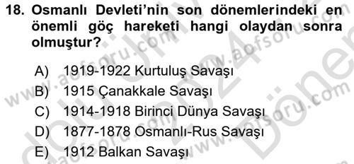 Nüfus Ve Toplum Dersi 2024 - 2025 Yılı (Final) Dönem Sonu Sınav Soruları 18. Soru