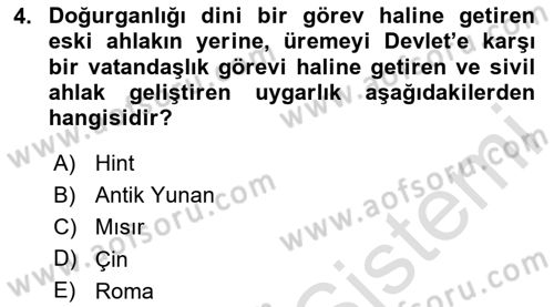 Nüfus Ve Toplum Dersi 2024 - 2025 Yılı (Final) Dönem Sonu Sınav Soruları 4. Soru