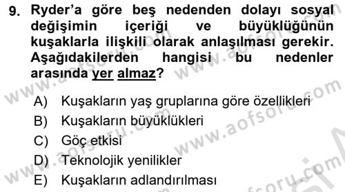 Nüfus Ve Toplum Dersi 2024 - 2025 Yılı (Final) Dönem Sonu Sınav Soruları 9. Soru