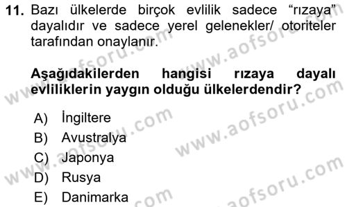 Nüfus Ve Toplum Dersi 2024 - 2025 Yılı Yaz Okulu Sınav Soruları 11. Soru