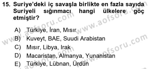 Nüfus Ve Toplum Dersi 2024 - 2025 Yılı Yaz Okulu Sınav Soruları 15. Soru