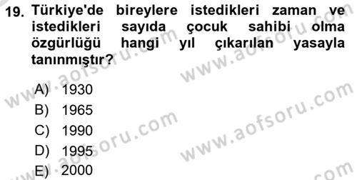 Nüfus Ve Toplum Dersi 2024 - 2025 Yılı Yaz Okulu Sınav Soruları 19. Soru