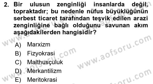 Nüfus Ve Toplum Dersi 2024 - 2025 Yılı Yaz Okulu Sınav Soruları 2. Soru
