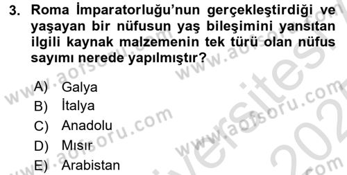Nüfus Ve Toplum Dersi 2024 - 2025 Yılı Yaz Okulu Sınav Soruları 3. Soru