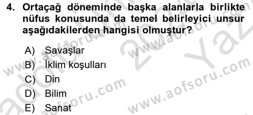 Nüfus Ve Toplum Dersi 2024 - 2025 Yılı Yaz Okulu Sınav Soruları 4. Soru