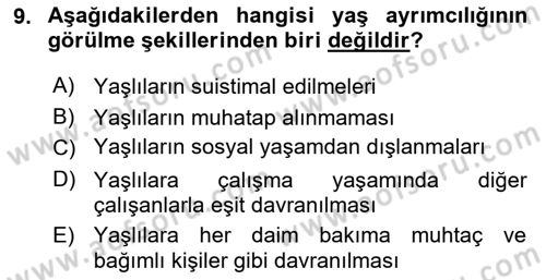 Nüfus Ve Toplum Dersi 2024 - 2025 Yılı Yaz Okulu Sınav Soruları 9. Soru