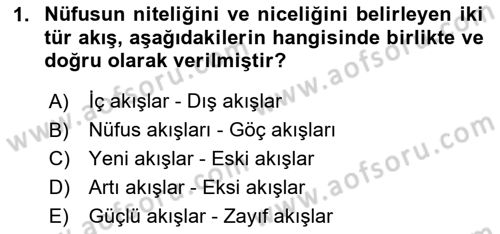 Nüfus Ve Toplum Dersi 2025 - 2026 Yılı (Vize) Ara Sınav Soruları 1. Soru