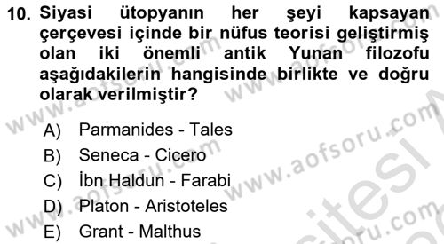 Nüfus Ve Toplum Dersi 2025 - 2026 Yılı (Vize) Ara Sınav Soruları 10. Soru