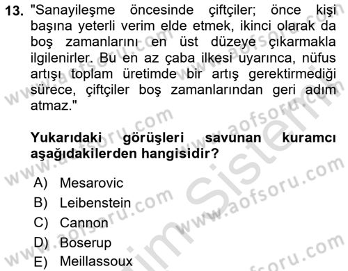 Nüfus Ve Toplum Dersi 2025 - 2026 Yılı (Vize) Ara Sınav Soruları 13. Soru