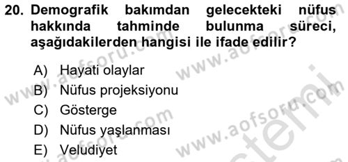 Nüfus Ve Toplum Dersi 2025 - 2026 Yılı (Vize) Ara Sınav Soruları 20. Soru
