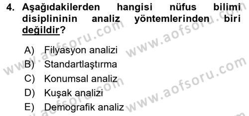 Nüfus Ve Toplum Dersi 2025 - 2026 Yılı (Vize) Ara Sınav Soruları 4. Soru