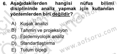 Nüfus Ve Toplum Dersi 2025 - 2026 Yılı (Vize) Ara Sınav Soruları 6. Soru