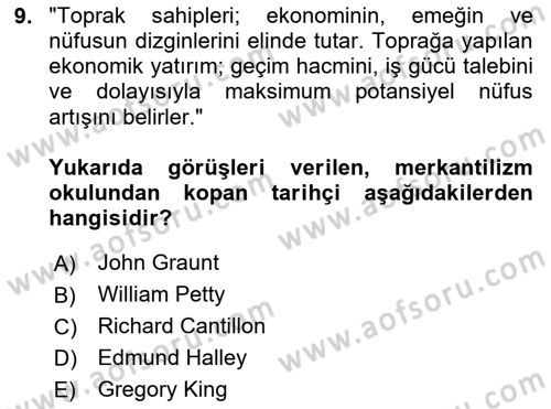 Nüfus Ve Toplum Dersi 2025 - 2026 Yılı (Vize) Ara Sınav Soruları 9. Soru