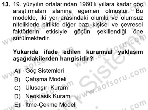 Nüfus Ve Toplum Dersi 2025 - 2026 Yılı (Final) Dönem Sonu Sınav Soruları 13. Soru
