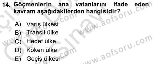Nüfus Ve Toplum Dersi 2025 - 2026 Yılı (Final) Dönem Sonu Sınav Soruları 14. Soru