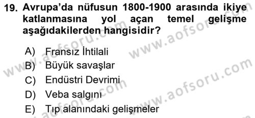Nüfus Ve Toplum Dersi 2025 - 2026 Yılı (Final) Dönem Sonu Sınav Soruları 19. Soru