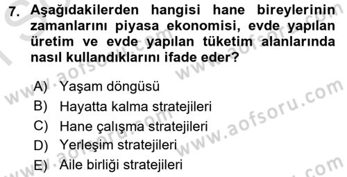 Nüfus Ve Toplum Dersi 2025 - 2026 Yılı (Final) Dönem Sonu Sınav Soruları 7. Soru