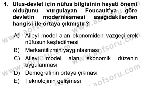 Nüfus Ve Toplum Dersi 2025 - 2026 Yılı Yaz Okulu Sınav Soruları 1. Soru