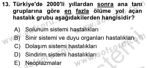 Nüfus Ve Toplum Dersi 2025 - 2026 Yılı Yaz Okulu Sınav Soruları 13. Soru