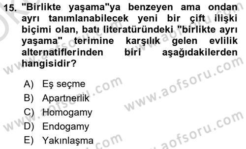Nüfus Ve Toplum Dersi 2025 - 2026 Yılı Yaz Okulu Sınav Soruları 15. Soru