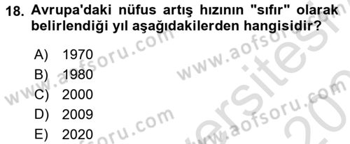 Nüfus Ve Toplum Dersi 2025 - 2026 Yılı Yaz Okulu Sınav Soruları 18. Soru
