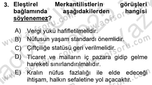 Nüfus Ve Toplum Dersi 2025 - 2026 Yılı Yaz Okulu Sınav Soruları 3. Soru