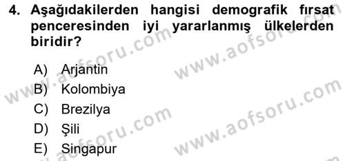 Nüfus Ve Toplum Dersi 2025 - 2026 Yılı Yaz Okulu Sınav Soruları 4. Soru