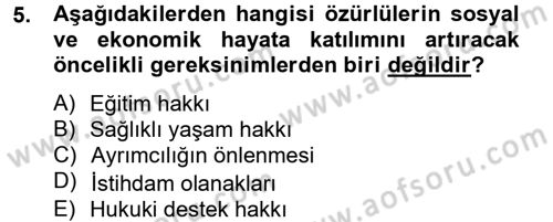 Sosyal Sorunlar Dersi 2012 - 2013 Yılı (Final) Dönem Sonu Sınav Soruları 5. Soru