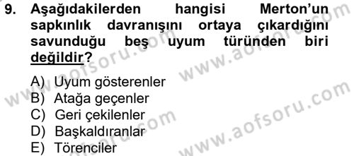 Sosyal Sorunlar Dersi 2012 - 2013 Yılı (Final) Dönem Sonu Sınav Soruları 9. Soru