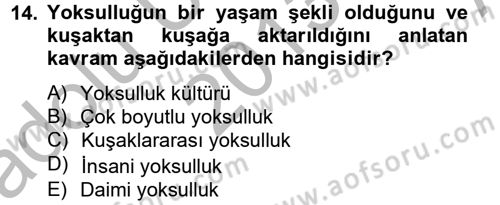 Sosyal Sorunlar Dersi 2013 - 2014 Yılı (Vize) Ara Sınav Soruları 14. Soru
