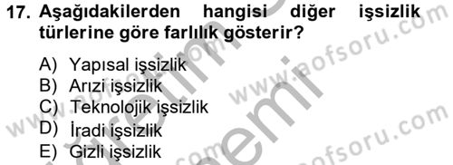 Sosyal Sorunlar Dersi 2013 - 2014 Yılı (Vize) Ara Sınav Soruları 17. Soru